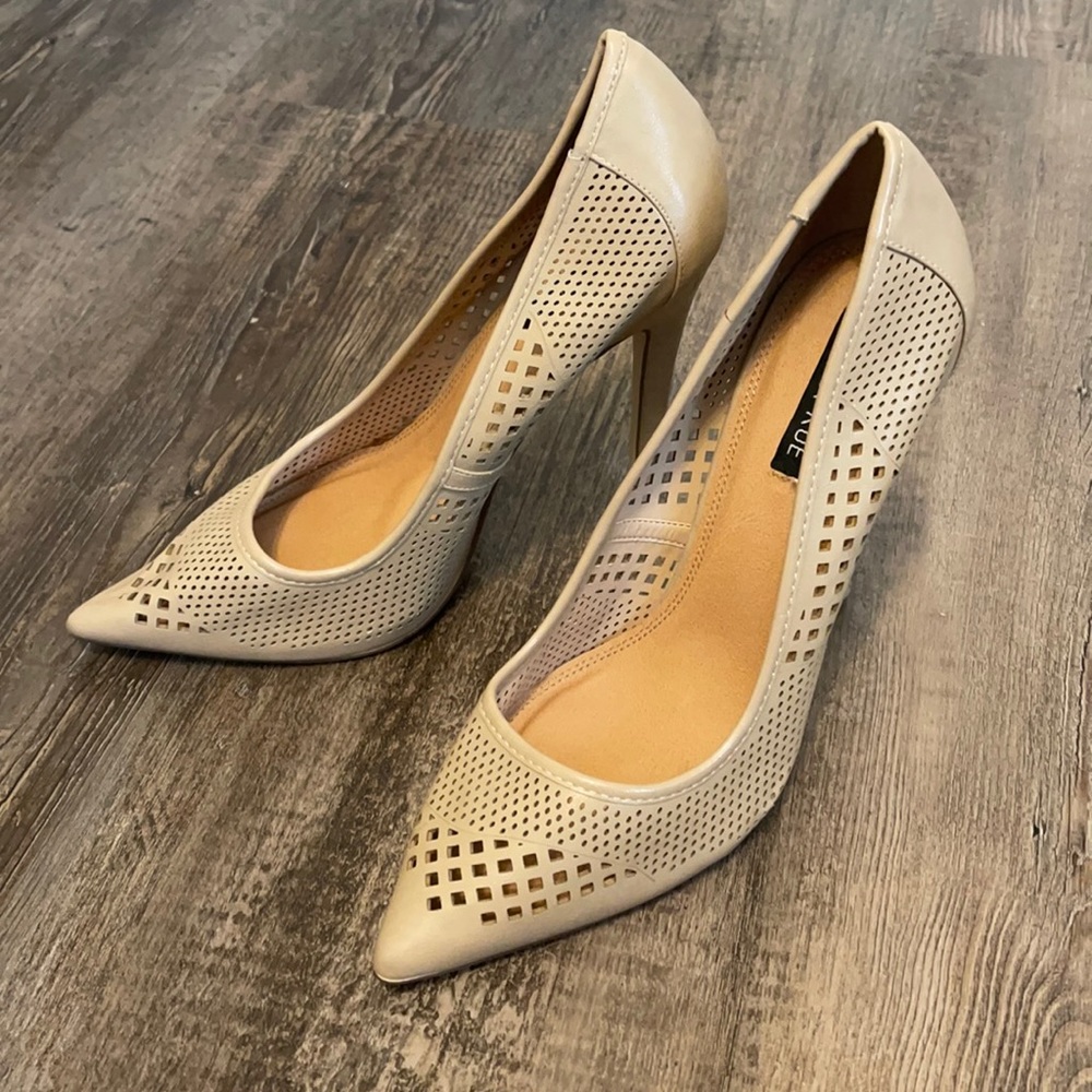 Nude Perforated High Heel Shoe